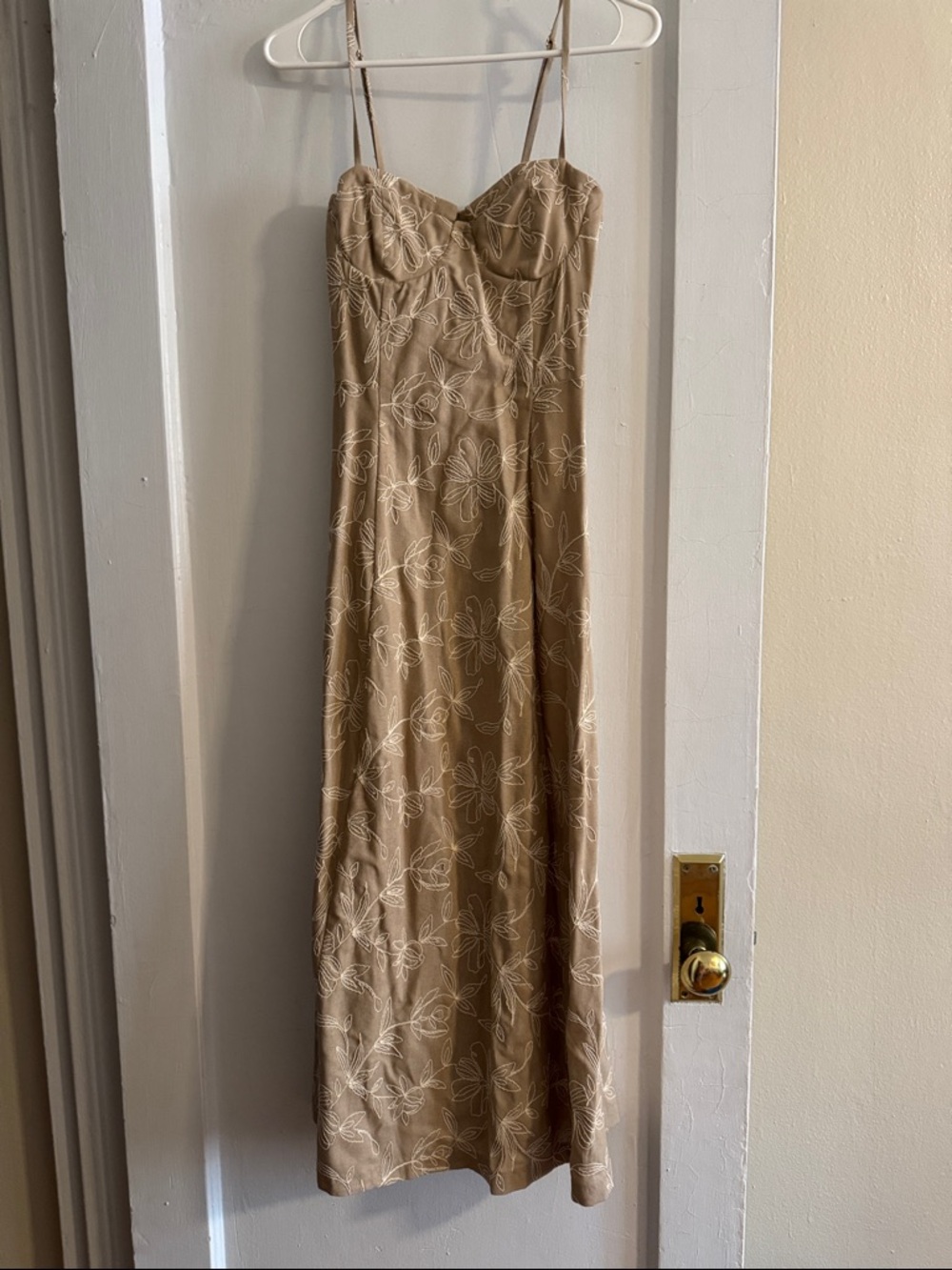 Zara Beige Floral Maxi Slip Dress